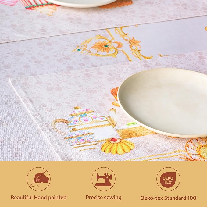 Maison d' Hermine Placemats Set of 4 Reusable 100% Combed Cotton (13"x19") | Cloth Place Mats Washable Table Mats for Kitchen Dining Party Wedding Hotel Home Restaurant Spring Summer - Pastries
