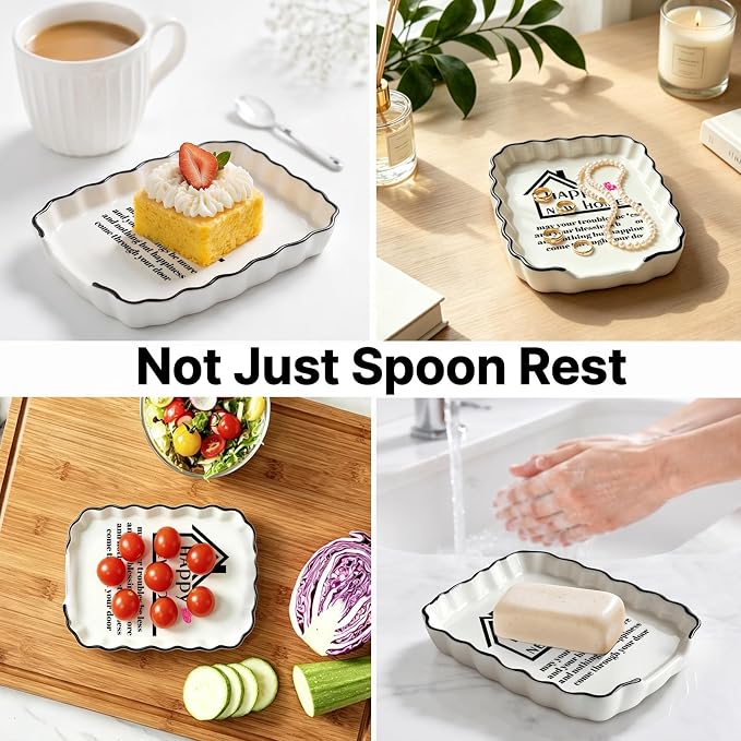 Housewarming Gifts for New Home, House Warming Gifts, Ceramic Spoon Rest | New Home House Gift Idea for Women Men Couple Neighbor Family Friend Homeowner Apartment, Spoon Holder Cooking Utensil Rest