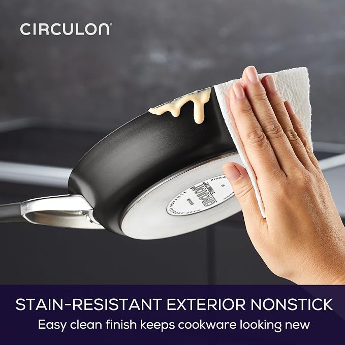 Circulon Symmetry Hard Anodized Nonstick Induction Frying Pan, 8.5-Inch Fry Pan, Black