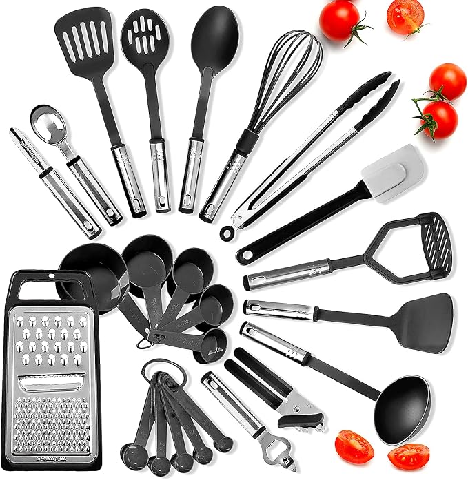 Baking Pan Set, 39 Piece Premium Baking Set, Nonstick Bakeware Sets BPA Free, Cookie Sheets for Baking Nonstick Set, Steel Baking Sheets for Oven with Muffin Pan, Cake Pan & Black Kitchen Utensils