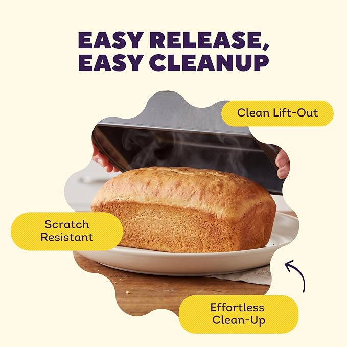 Wilton Gold Non-Stick Loaf Pan, Made Without PFAS, 9 x 5 in. | Non-Stick Steel with Scratch-Resistant Coating, Resists Warping & Extended Handles, Dishwasher Safe, Perfect for Breads