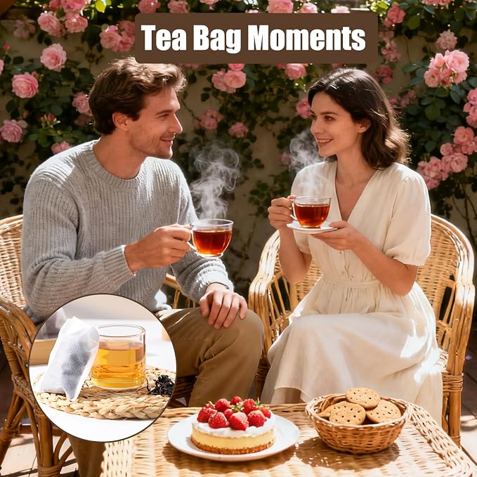300 PCS Disposable Tea Bags for Loose Leaf Tea, Empty Tea Bags | 3.54" x 2.75" Food-Grade Drawstring Tea Filter Sachets, Safe for Hot Water Brewing, for Loose Tea, Coffee, Herbs & Spices