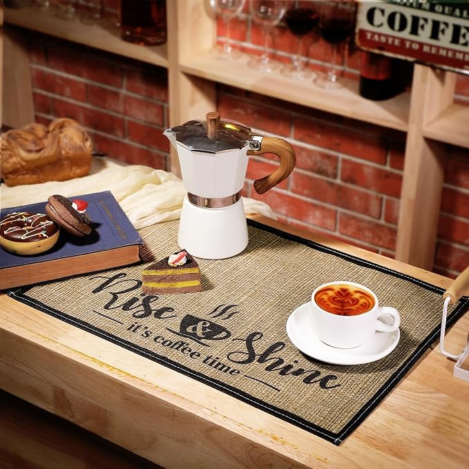 2 Pcs 20 x 14 Inch Coffee Placemats for Countertop,Fresh Style