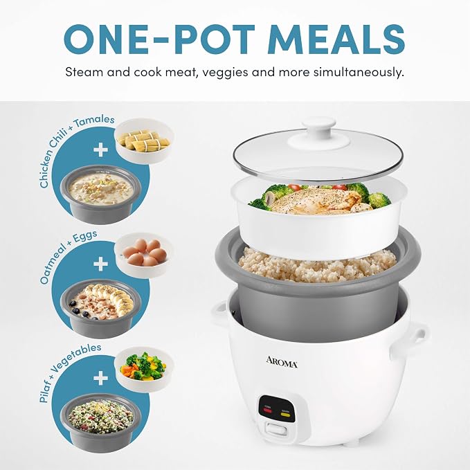 AROMA® 20-Cup (Cooked) One-Touch Rice Cooker and Food Steamer with Auto-Warm | 10 cups uncooked, 20 cups cooked (ARC-390NGP)