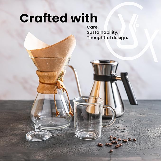 Chemex Pour Over Coffee Maker, Colored Glass Handle, 6 Cup 30oz, Sapphire | Jewel-Tone Glass, Borosilicate, Uses Bonded Filters, Sediment-Free Coffee Brew