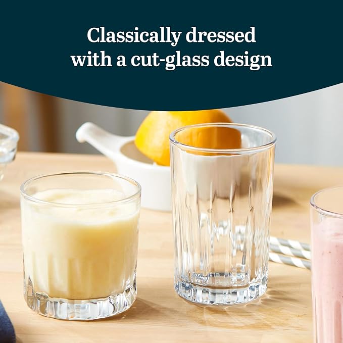 Libbey Brockton Tumbler, Juice and Glasses Drinking Set, Clear, Classic Cut Glass Cups Set of 24, Elegant Dishwasher Safe Barware Glasses for Everyday Use