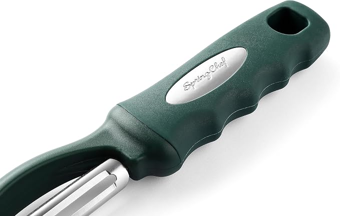Spring Chef Potato Peeler for Kitchen with Soft Grip Handle, Pine Green | Premium Vegetable Peeler w/ Sharp Stainless Steel Blades, Multifunctional Food Peeler for Apple, Carrot, Cucumber, Fruit