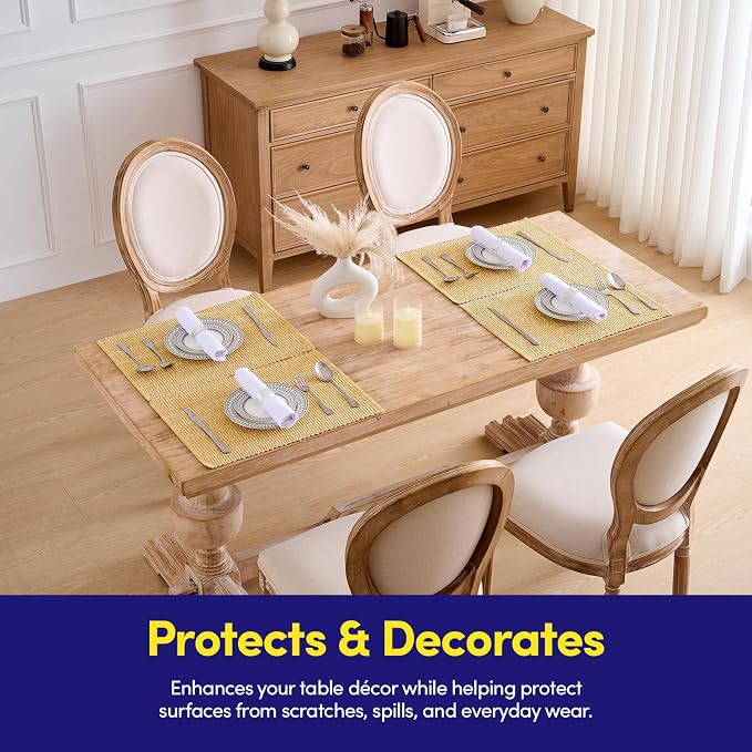 Sweet Home Collection 100% Cotton Placemats for Dining Room Rectangle Two Tone Woven Fabric 13" x 19" Soft Durable Table Mat Set, Set of 4, Gold