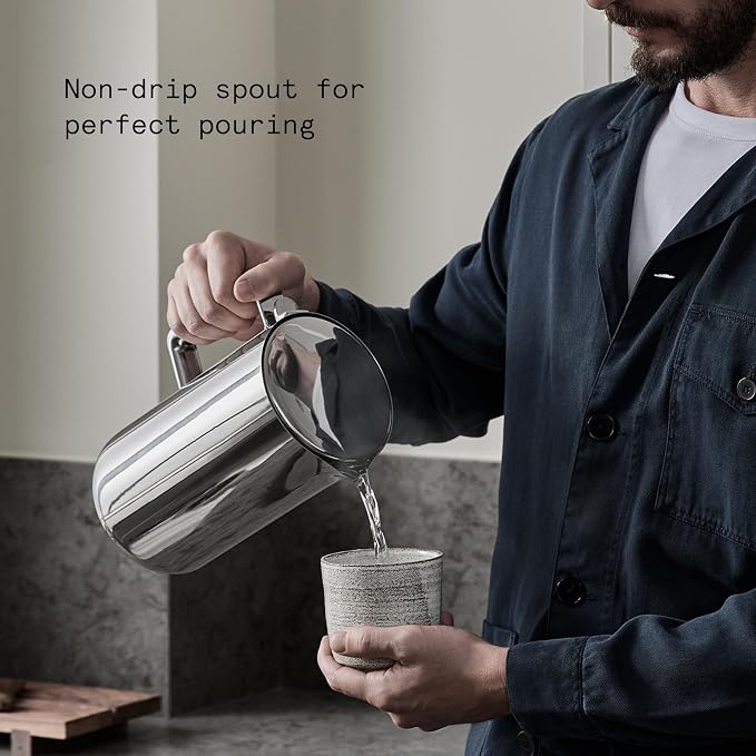 Aarke Kettle - Electric Stainless Steel Tea Kettle 1.2L (40oz), Steel | Temperature Control, Non-Drip Spout, Double-Wall Construction, Dry Boil Protection, Heat-Safe Handle, LED Cool-Down Indicator