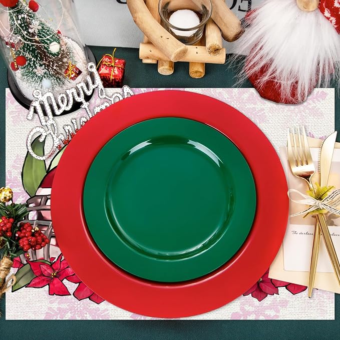 50Pcs Winter Disposable Paper Placemats,Holiday Table Decor | Football Helmet Snowflake Poinsettia Design for Xmas Party
