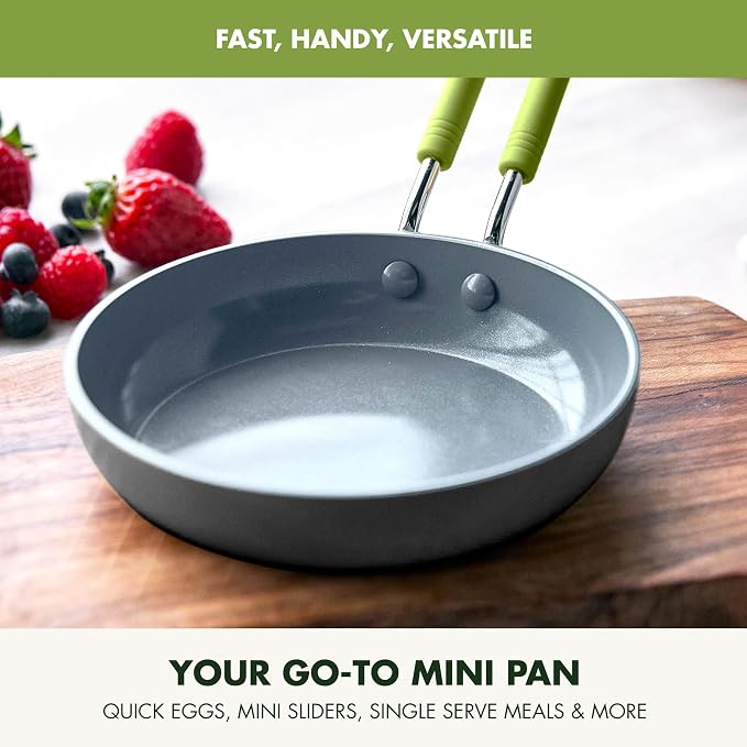 GreenPan Mini Healthy Ceramic Nonstick, 5" Round Egg Pan, PFAS-Free, Dishwasher Safe, Stay Cool Handle, Black
