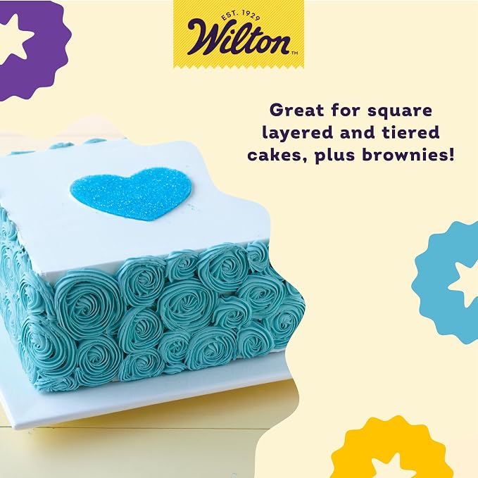 Wilton Aluminum Square Cake Pan, Made Without PFAS, 12 x 12 in. | Natural Anodized Aluminum Bakeware, Even Heating & Rust-Resistant for Professional Results, Perfect for Large Sheet Cakes