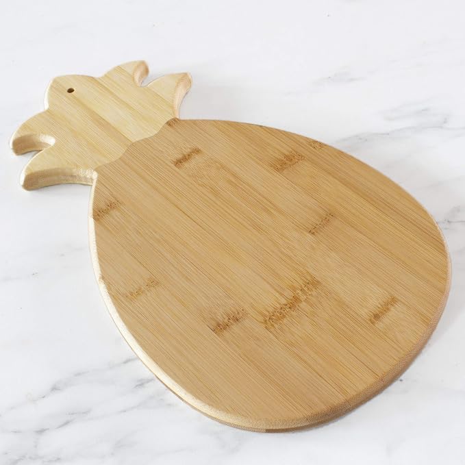 Totally Bamboo Pineapple Shaped Bamboo Wood Cutting Board and Charcuterie Board, 14-3/8" x 7-1/2"