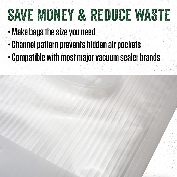 LEM Products MaxVac Vacuum Sealer Bag Roll, 11" x 16', 2 Count | Make Custom Sized Bags for Food Storage, Puncture Resistant, Compatible with Major Vacuum Sealer Brands