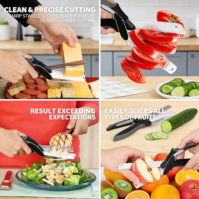 2 in 1 Kitchen Scissors for Food, Separable Stainless Steel Shears for Meat, Fruit & Vegetable
