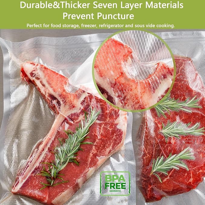 Potane 8 Pack 8"x20'(8Rolls) Thickened Vacuum Sealer Bags For Food, Textures on Both Sides, Smell-Proof, Heavy Duty for POTANE, Food Saver, Weston, Sous Vide