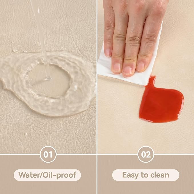 UnivoColors Placemats Round Faux Leather Placemats Set of 6-Waterproof-Wipe Clean-Heat Resistant-Anti Slip Dining Table Place Mats,Suitable for Indoor & Outdoor Use,15".Retro Beige