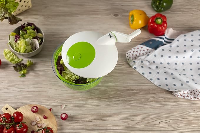 KUHN RIKON Salad Spinner with Side Handle and Instant-Stop Button, 21cm