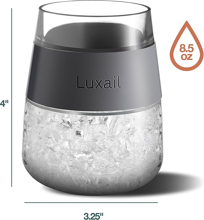 luxail Wine Glasses, Plastic Wine Glasses Set of 4, Wine Gifts, Double Wall Insulated Freezer Tumbler, Stemless Freezer cups for Red and white Wine, 8.5 Oz, Multicolor