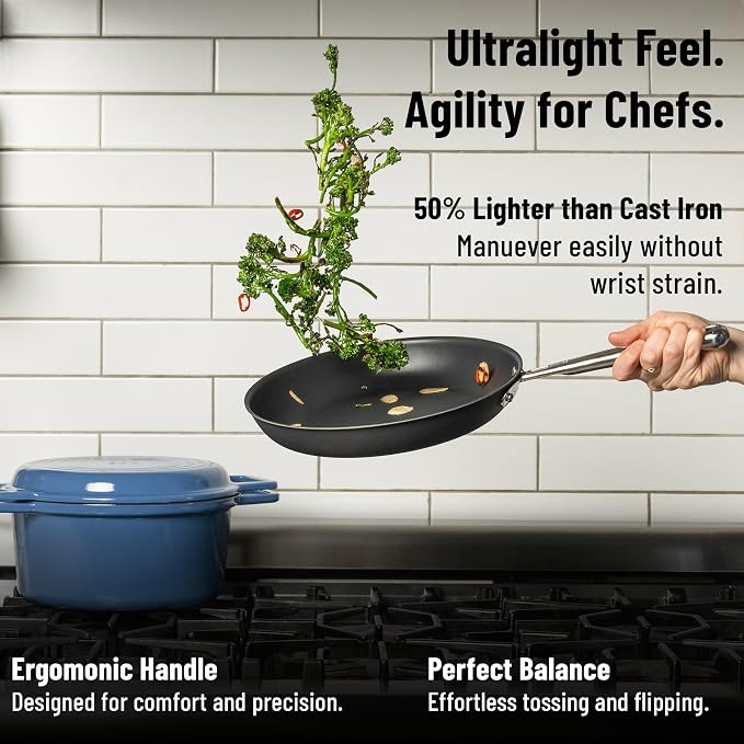 Misen Carbon Nonstick™ Skillet - Nitrided Carbon Steel - Professional Alternative to Teflon - 1100°F High Heat Ready - Easy Release - Induction, Oven, & Grill Safe - 10 Inch