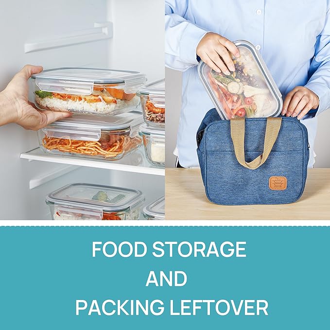 Vtopmart Glass Food Storage Containers, 35oz + 12.5oz with Lids | Meal Prep Containers, Airtight Reusable Lunch Container Set, Safe for Oven, Microwave, Freezer, and Dishwasher, BPA Free