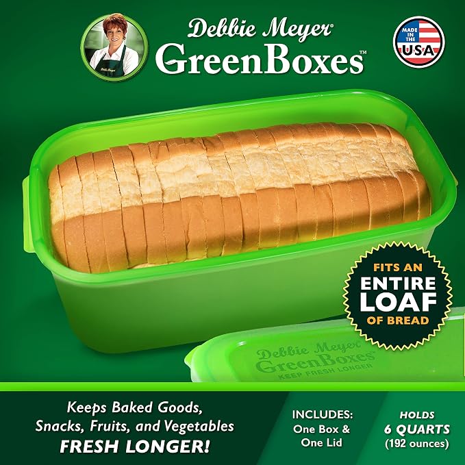 GreenBoxes - Bread Box for Kitchen Countertop, BPA-Free | FoodFresh Technology, BPA-Free Reusable Food Storage Container, Helps Keep Bread, Fruit, Vegetable & Snacks Fresh Longer