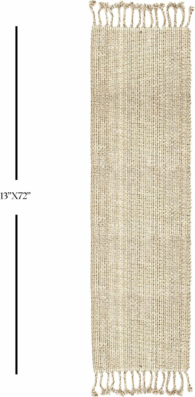 100% Cotton Table Runner for Dining Room Tables Rectangle Two Tone Woven Fabric 72" x 13" Soft Durable Table Runner, Eggshell(Pack of 1)