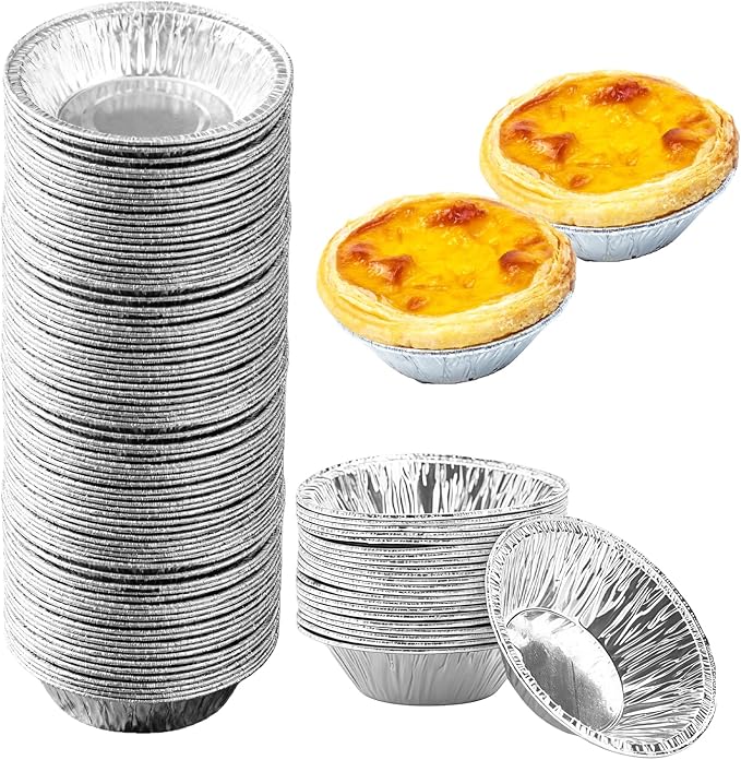 Disposable Aluminum Foil Tart,100 Pack Mini Pie Tins,Pie Pans for Baking Personal Mini Pies,Round Pie Tart Small Tin Foil Pans