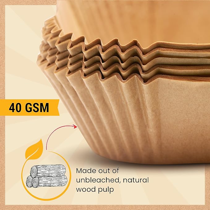 Rectangular Air Fryer Liners Disposable, 125 Pcs Parchment for Dual Baskets | Non-stick & oil-proof for easy cleanup, unbleached natural wood pulp, oven & microwave safe