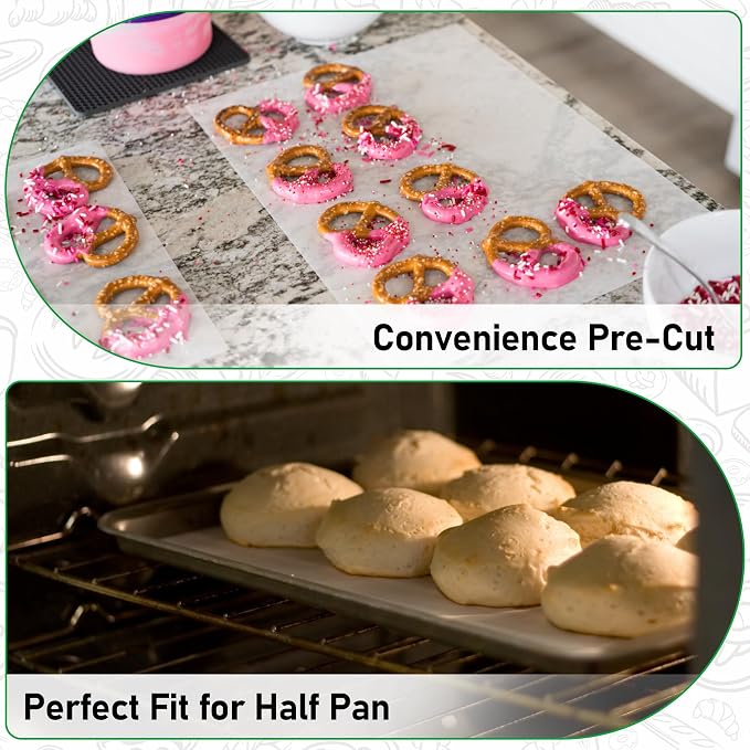 EcoDispose 500 Pcs Non-Stick Parchment Paper Baking Sheets 12-3/16"x16-3/8" | White, Heavy Duty, Pre-Cut, Greaseproof, Half Pan liner for Bake