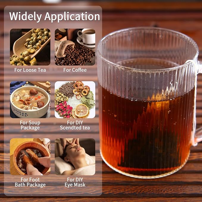 50pcs Disposable Tea Filter Bags with Drawstring 2.8x3.5 in | Food Grade Non-Woven Empty Tea Infuser Bags for Loose Leaf Tea,Herbs,Spices,Coffee&Cooking,Safe&Breathable Tea Sachet Bags