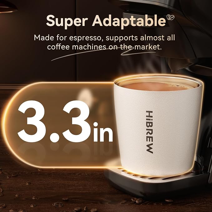 HIBREW Espresso Insulated Mug - 8oz / 240ml - 18/8 Food Grade Stainless Steel (White)
