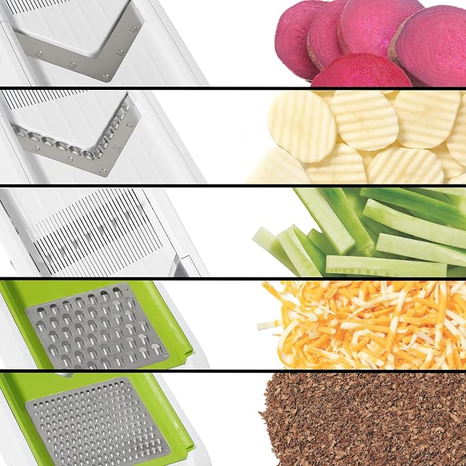Starfrit Cubing Pro Mandoline Slicer & Dicer, 4 Blades, 10 Settings, White