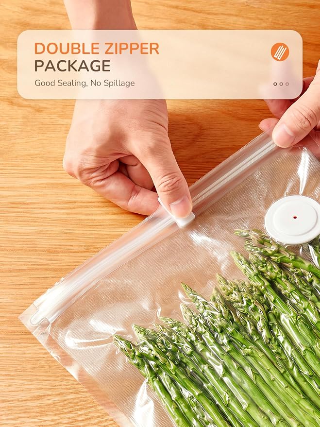 Reemix 60 Pcs Vacuum Sealer Bags (8"x10", 10"x13.8", 11.8"x13.8") | with Upgraded Silicone Air Valve, BPA-Free Food Grade, Sous Vide Safe, Air Valve Zipper Bags