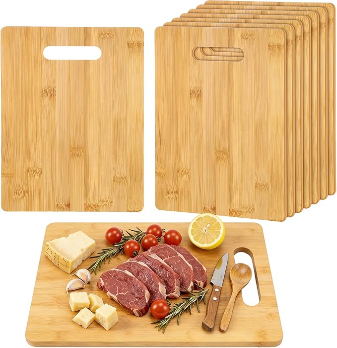 Vesici 18 Pack 14" x 11" Wood Cutting Boards with Handles Laser Engraving Bamboo Cutting Board Blanks Bulk Craft Boards for Wood Burning, Custom Engraving Gifts