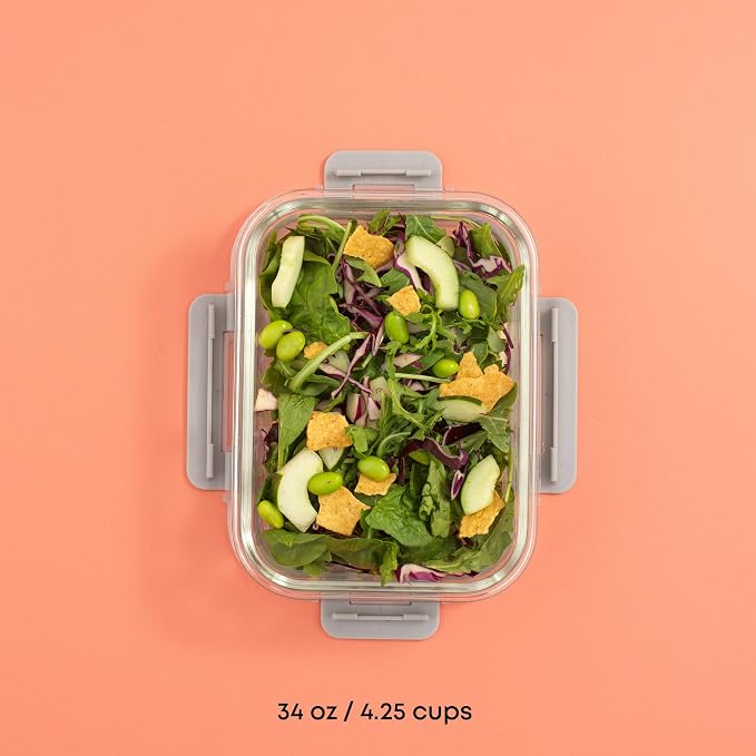 JoyJolt Glass Food Storage Containers with Lids. 5 Pack Glass Meal Prep Containers Reusable 35oz Single Compartment Airtight Container Set. Lunch Containers for Adults and Kitchen Storage Containers