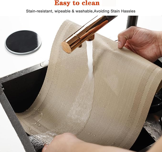 Beige Vinyl Placemats Set of 4,Washable Dining PVC Table Mats | Heat resistant, stain resistant non slip vinyl place mats, washable beige table placemats for dining table