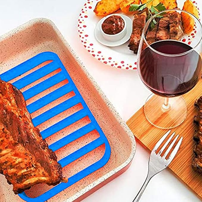 2 Pack Silicone Roasting Racks Non Stick Easy-Clean Cooling Rack for Cooking Baking Steaming (2pack-blue)
