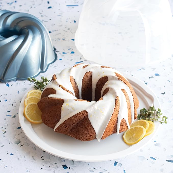 Nordic Ware Formed Swirl Bundt with Keeper, 10 Cup, Twilight Blue