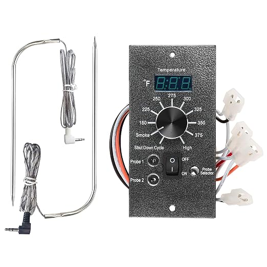 Digital Thermostat Controller Replacement Compatible with Traeger Wood Pellet Grills, with 2-Packs Meat Temperature Probe | 8 Advanced Temperature Levels, Replace BAC365, Color-Coded Wiring for Easy Installation, High accuracy, LED Digital Display