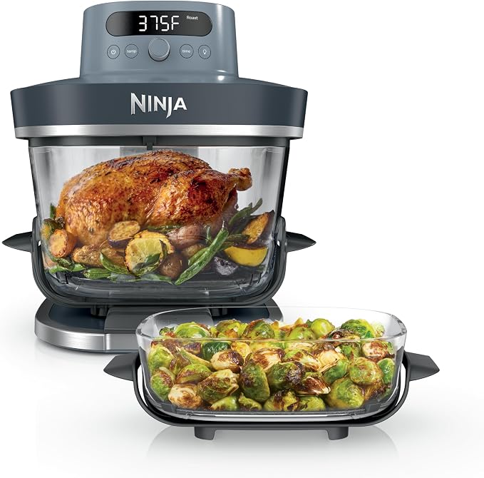 Ninja Crispi Pro 6-in-1 Glass Air Fryer, 450°F, Nontoxic, 6qt & 2.5qt Containers & Lids, Microwave, Freezer, Dishwasher Safe, Max Crisp, Air Fry, Bake, Roast, Recrisp, Dehydrate (Renewed)