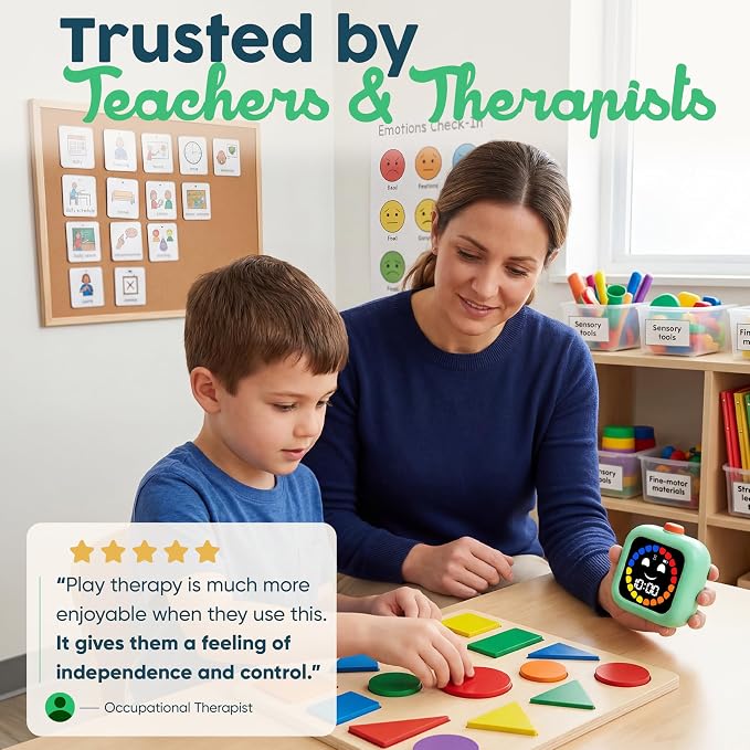 Digital Visual Timer for Kids - Calmer Routines & Transitions | Silent, Rechargeable, 99-Min Clock, Alarm, Countdown & Count-up; For Classroom, Home & Therapy - Builds Focus & Independence