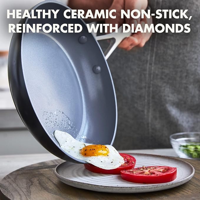 GreenPan Valencia Pro 8" Ceramic Nonstick Frying Pan Skillet, Hard Anodized | PFAS-Free Nonstick, Induction Ready, Compatible with all Stovetops, Eggs & Omelets, Dishwasher Safe, Oven Safe up to 600F