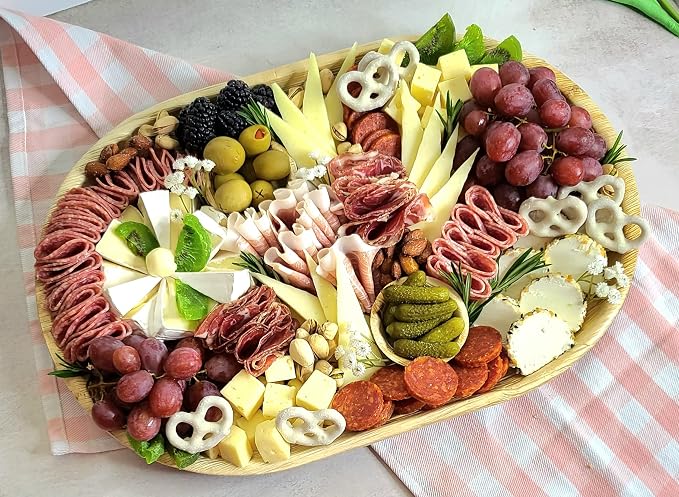 Disposable 17" x 12" Bamboo Trays (50 pieces) Bamboo Serving Platters, Disposable Boards, Eco-Friendly Dinnerware For Weddings, Catering, Events