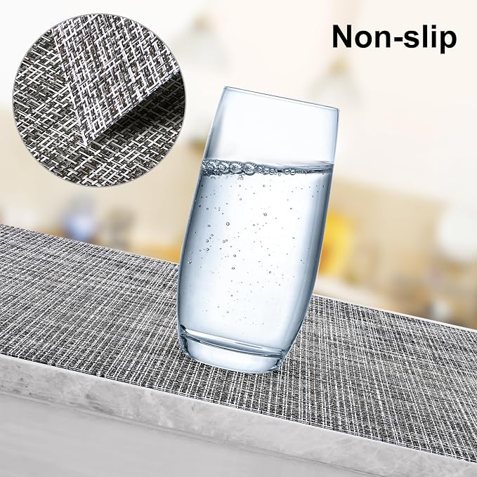 Aofmee Placemats, Placemats Set of 6, Heat Resistant Place Mats, Washable PVC Table Mats, Woven Vinyl Plastic Placemats for Dining Table, Non-Slip Stain Resistant Kitchen Table Placemats Easy to Clean