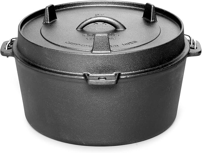 EDGING CASTING Pre-Seasoned Cast Iron Camping Dutch Ovens, Outdoor Camping Dutch Oven Pot with Lid Tripod, 6 Quart