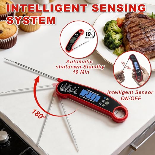 Meat Thermometer Digital, High Accuracy Waterproof Instant Read Food Thermometer for Cooking, Grilling, Baking Bread, Candy Making