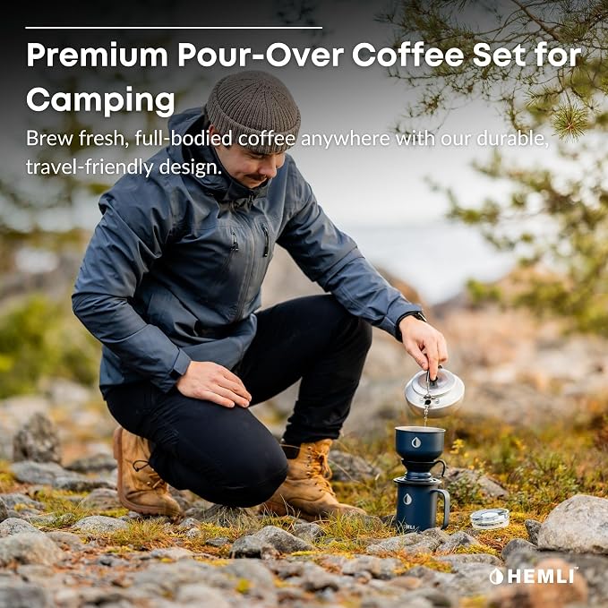 16 oz Pour Over Camping Coffee Maker Set, Vacuum Insulated Mug with Leakproof Lid, Stainless Steel Micro Filter, Portable Coffee Maker for Camping