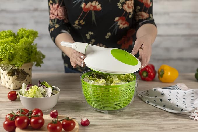 KUHN RIKON Salad Spinner with Side Handle and Instant-Stop Button, 21cm