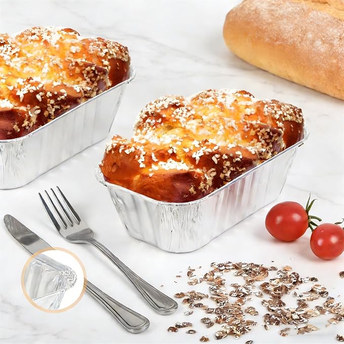 100 Pack 1Lb Mini Aluminum Foil Loaf Pans – 6" x 3.5" x 2" Disposable Small Bread Tins Oven Safe for Baking, Meatloaf, Cake, Holiday Treats, Food Storage & Takeout
